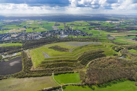 Aerial view, Sundern spoil tip, Pelkum, Hamm, Ruhr area, North Rhine-Westphalia, Germany, spoil