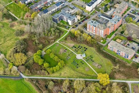 Aerial view, urban gardening in the Kornmersch, Bockum-Hövel, Hamm, Ruhr area, North