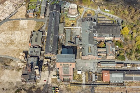 Aerial view, CreativRevier, former Ost Heinrich Robert mine, Herringen, Hamm, Ruhr area, North