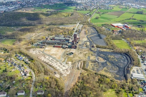 Aerial view, CreativRevier, former Ost Heinrich Robert mine, Herringen, Hamm, Ruhr area, North