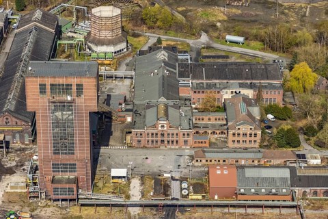 Aerial view, CreativRevier, former Ost Heinrich Robert mine, Herringen, Hamm, Ruhr area, North