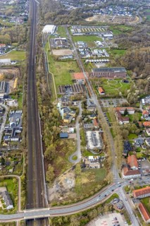 Aerial view, commercial area Ökozentrum Sachsenweg, Alfred-fisherman-Halle in Heessen, Hamm, Ruhr