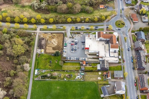Aerial view, construction site next to Netto Markt Afyonring, Heessen, Hamm, Ruhr area, North
