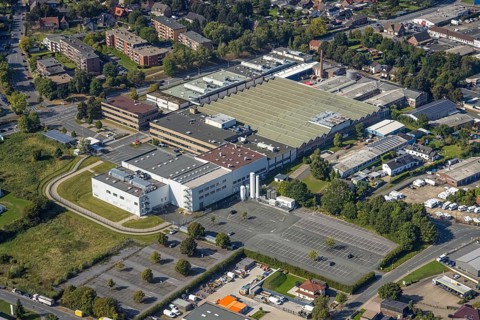 Aerial view Süleymaniye Mosque VIKZ and AWO-Kindergarten Lange Straße in Hamm, Ruhr area, North