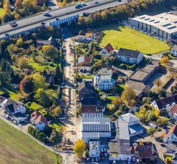 Aerial view, An der Windmühle with Hamm fire brigade - Rhynern operational area and subway of the