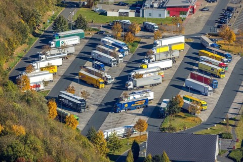 Aerial photo, Rhynern service area on the A2 motorway in the Rhynern district of Hamm, Ruhr area,