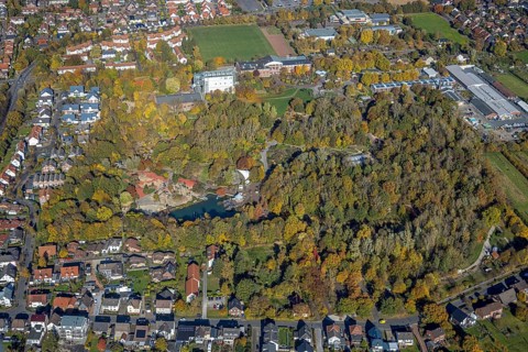 Aerial view, Maximilianpark in the district Uentrop in Hamm, Ruhr area, North Rhine-Westphalia,