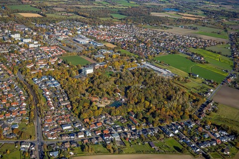 Aerial view, Maximilianpark in the district Uentrop in Hamm, Ruhr area, North Rhine-Westphalia,