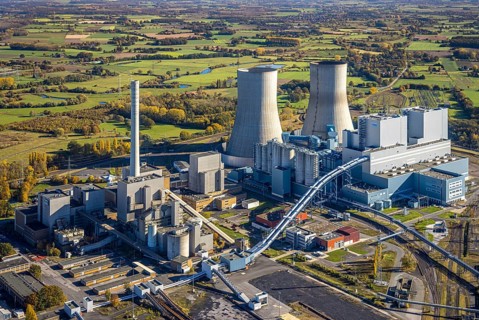 Aerial view, RWE power station Westfalen in the district Uentrop in Hamm, Ruhr area, North