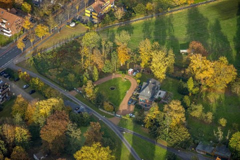 Aerial view, Haus Kentrop an der Marker Allee im Stadtteil Mitte in Hamm, Ruhr area, North