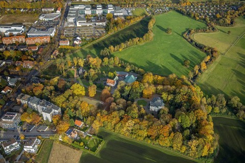 Aerial view, Haus Kentrop an der Marker Allee im Stadtteil Mitte in Hamm, Ruhr area, North