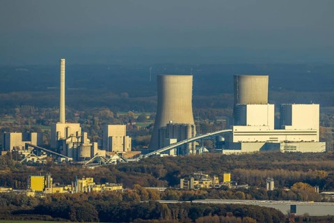 Aerial view, RWE power plant Westfalen in the district Uentrop in Hamm, Ruhr area, North