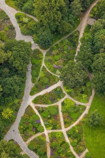 Aerial photo, Maximilianpark leisure park, rose garden, Uentrop, Hamm, Ruhr area, North
