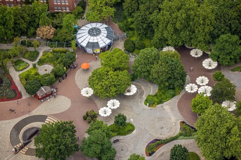 Aerial photo, Maximilianpark leisure park, entrance area, Uentrop, Hamm, Ruhr area, North