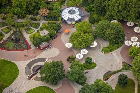 Aerial photo, Maximilianpark leisure park, entrance area, Uentrop, Hamm, Ruhr area, North