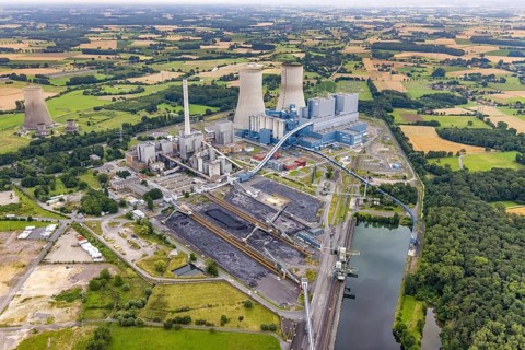 Aerial view, RWE power plant Westfalen, Uentrop, Hamm, Ruhr area, North Rhine-Westphalia, Germany,