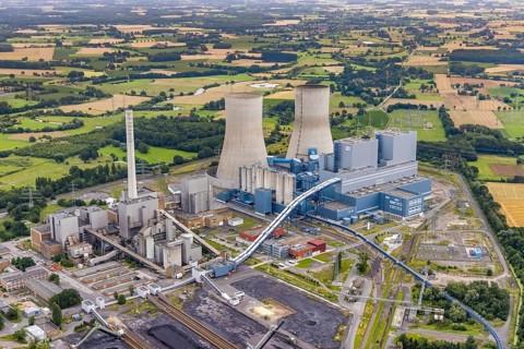 Aerial view, RWE power plant Westfalen, Uentrop, Hamm, Ruhr area, North Rhine-Westphalia, Germany,