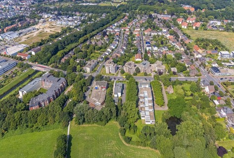 Aerial view, LAG Regional Labour Court Hamm in Uentrop, Hamm, Ruhr area, North Rhine-Westphalia,