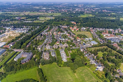 Aerial view, LAG Regional Labour Court Hamm in Uentrop, Hamm, Ruhr area, North Rhine-Westphalia,