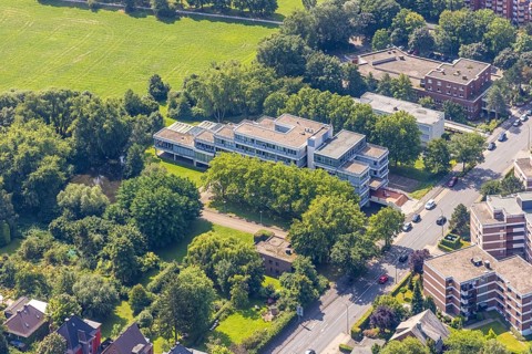 Aerial view, LAG Regional Labour Court Hamm in Uentrop, Hamm, Ruhr area, North Rhine-Westphalia,