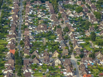 Aerial view, Isenbecker Hof colliery housing estate with Ludwig-Isenbeck-Straße, Albert-Funk-Straße