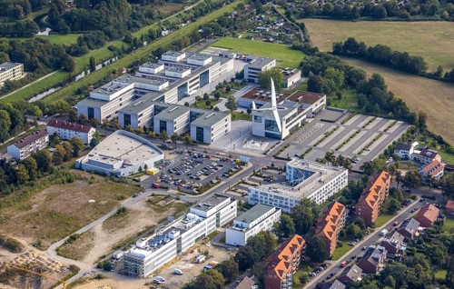 Aerial view, Hamm-Lippstadt University of Applied Sciences and the construction site at SCI:Q