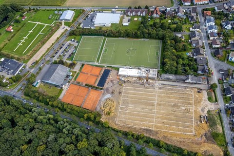 Aerial view, construction site at the Hammer SC sports facility between Hubert-Westermeier-Straße