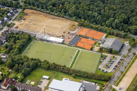 Aerial view, construction site at the Hammer SC sports facility between Hubert-Westermeier-Straße