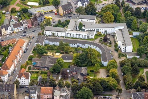 Aerial view, Caritas retirement home and nursing home St. Vinzenz-Vorsterhausen in the district