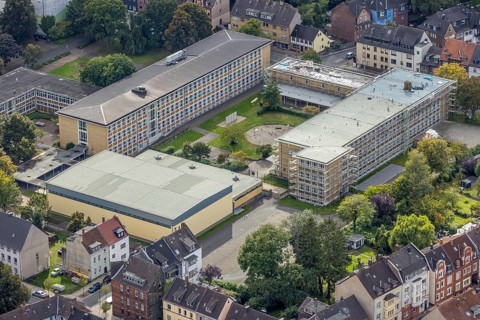 Aerial photo, Eduard-Spranger-Berufskolleg in the Mitte district of Hamm, Ruhr area, North