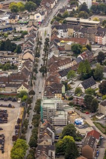 Aerial view, construction site with new building on Wilhelmstraße in the Mitte district of Hamm,