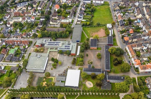 Aerial view, Märkisches Gymnasium Hamm and Friedrich-Ebert-Realschule in the district Pelkum in
