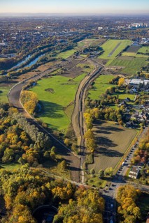 Aerial view, New course of the flood dyke between Münsterstraße and Fährstraße on the river Lippe