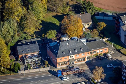 Aerial view, Restaurant Gasthof Hagedorn in the district Bockum-Hövel in Hamm, Ruhr area, North