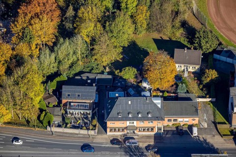 Aerial view, Restaurant Gasthof Hagedorn in the district Bockum-Hövel in Hamm, Ruhr area, North