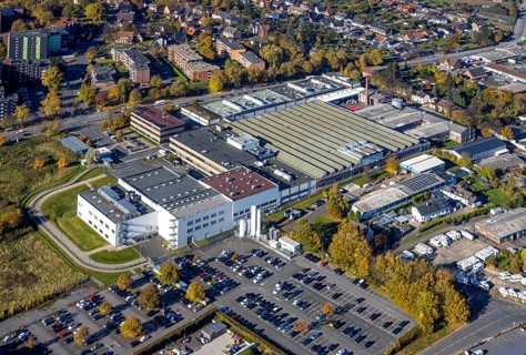 Aerial view, Hella GmbH in the district Bockum-Hövel in Hamm, Ruhr area, North Rhine-Westphalia,