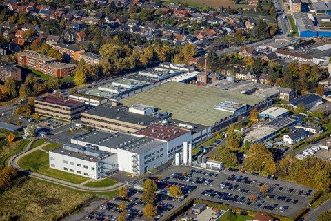 Aerial view, Hella GmbH in the district Bockum-Hövel in Hamm, Ruhr area, North Rhine-Westphalia,