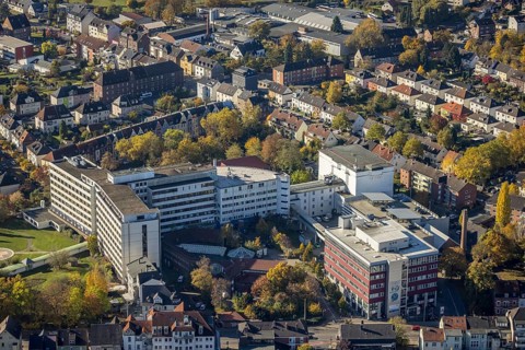 Aerial view, Ev. Krankenhaus Hamm und Klinik für Kinder- und Jugendchirurgie im Stadtteil Mitte in