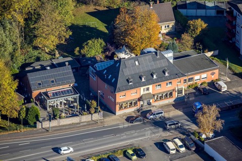 Aerial view, Restaurant Gasthof Hagedorn in the district Bockum-Hövel in Hamm, Ruhr area, North