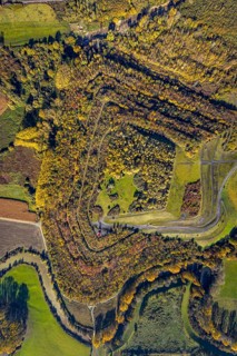 Aerial view, Radbod spoil tip with Radbod spoil tip sign and Alte Lippe in the Bockum-Hövel