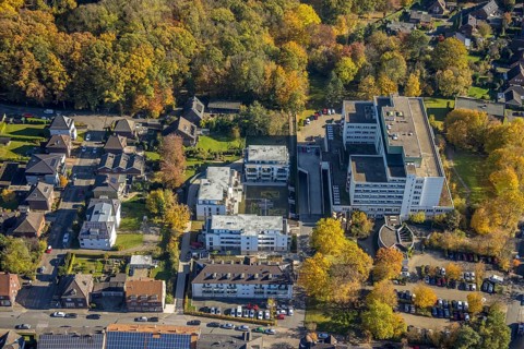 Aerial view, St. Josef Hospital Hamm-Bockum-Hövel in the Bockum-Hövel district of Hamm, Ruhr area,