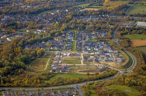 Aerial view, construction area Heimshof Ost at Sachsenring in the district Heessen in Hamm, Ruhr