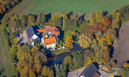 Aerial view, Haus Reck in Lerche in the Overberge district of Bergkamen, Ruhr area, North