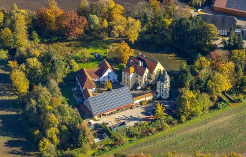 Aerial view, Haus Reck in Lerche in the Overberge district of Bergkamen, Ruhr area, North