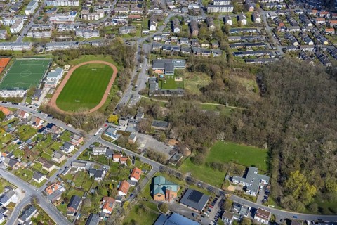 Aerial view, family oasis Heessen indoor swimming pool, former Heessen outdoor swimming pool area