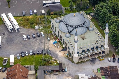 Aerial view, New Ulu Mosque, Herringen, Hamm, Ruhr area, North Rhine-Westphalia, Germany, place of