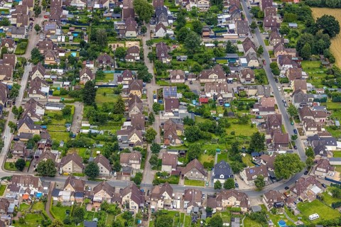 Aerial view, workers' housing estate Isenbecker Hof, Seelhofstraße, Juffernbuschstraße, Herringen,