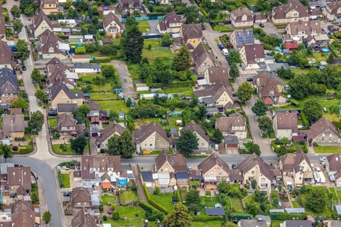 Aerial view, workers' housing estate Isenbecker Hof, Seelhofstraße, Juffernbuschstraße, Herringen,