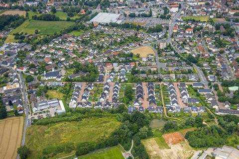 Aerial view, residential area Liboriusweg, Auf dem Daberg, Friedhelm-Hengstenberg-Straße, Pelkum,