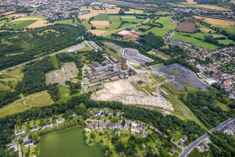Aerial view, CreativRevier Heinrich Robert, former Ost Heinrich Robert mine, Herringen, Hamm, Ruhr